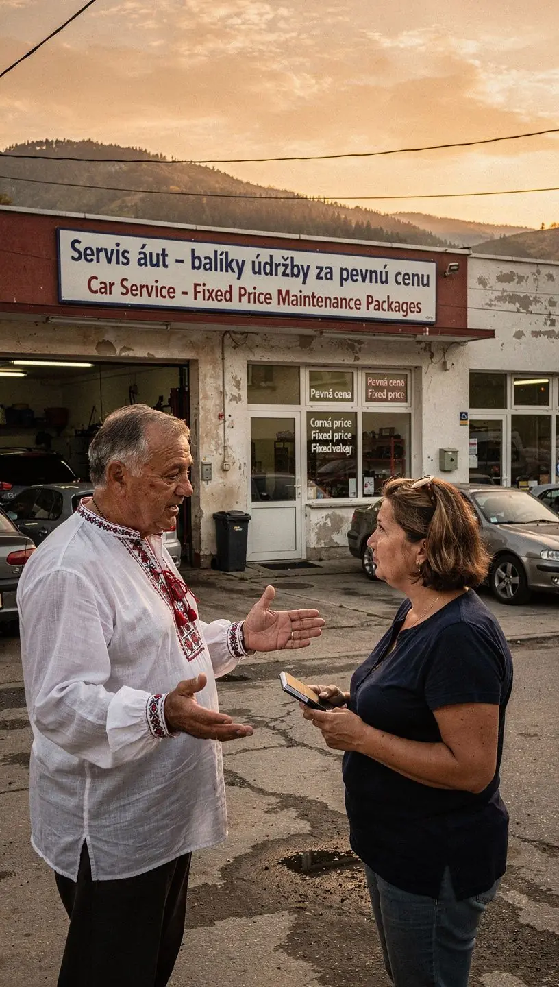 Servisný technik merajúci hladinu motorových kvapalín pred odovzdaním vozidla zákazníkovi